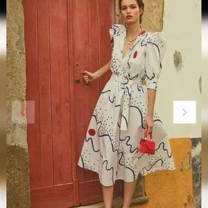 HUNTER BELL Anthropologie Cotton Puff-sleeve Pocketed Dress Sz S New $375
